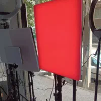سافت لایت مستطیلRGBرنگی میکروفون سه پایه رینگ لایت