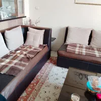 مبل ال چرم با میز وسط