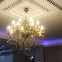 لوستر تمام برنجی اصل 16شعله با 16عدد لامپ در حد نو