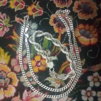 دست بند ۴۶گرمعیاربالا۹۲۵ گردنبند ۳۶نیم عیار ۹۲۵