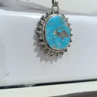 پلاک و زنجیر نقره فیروزه نیشابوری اصل