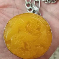 گردنی کهربا ۱۰۰ درصد اصلی نقره فیگارو اصل|کلکسیون اشیاء عتیقه|ورامین, ورامین|دیوار