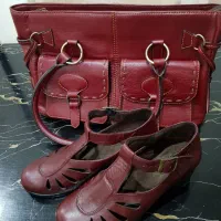 کیف و کفش تمام چرم زرشکی