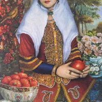 فرش دستباف دختر قاجار مارکدار استاد مرتضوی|تابلو فرش|اصفهان, سپاهان‌شهر|دیوار