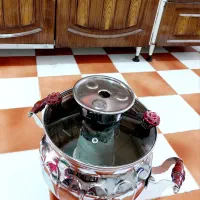 سماور درب شیشه ای همراه پارچ و سینی