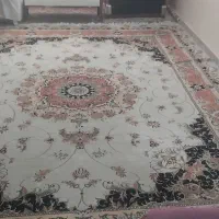 فرش ماشینی یک جفت ۱۲ متری زمینه کرم