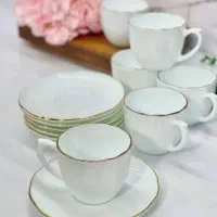 تعداد ۳ دست فنجان چینی لب طلایی کاملا نونو