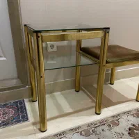 میز تلفن پایه فلزی دو طبقه