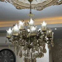 ۱ لوستر ۸شاخه دوشعله برنجی ۲تا ۵ شاخه