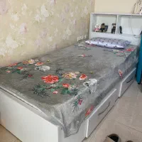 تخت خواب ام دی اف سفارشی با کفی و کشو و تشک رویال