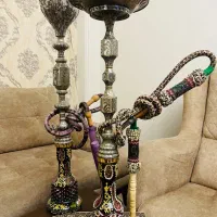 ققلیان برنجی  قلیون شیشه سه پوست