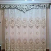 پرده فلت گل برجسته مروارید دار