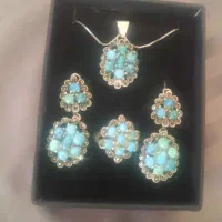 نیم ست نقره باسنگ های فیروزه اصل