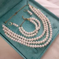 سرویس مروارید اصل گردنبند سه رج هدیه مادرم کادو