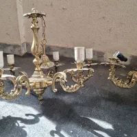 فروش ۳ لوستر برنجی قدیمی سنگین|لوستر و چراغ آویز|تهران, شکوفه|دیوار