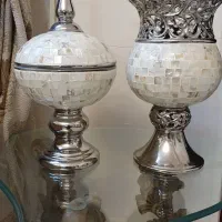 گلدان و شکلات خوری ست طرح سنگ مرمر