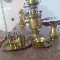 سماور زغالی با سرویس کاملا سالم جنس برنج