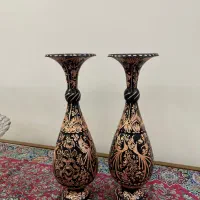 گلدان مسی قلم زنی (الماس تراش)