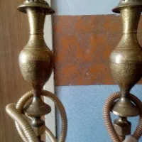 قلیان بزرگ برنجی قدیمی قلمکاری ارتفاع یک ونیم متر|کلکسیون اشیاء عتیقه|نیشابور, فردوسی جنوبی|دیوار