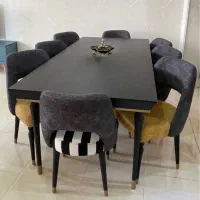 میز ناهارخوری 8نفره چوب راش مشکی در حد نو|میز و صندلی غذاخوری|قزوین, |دیوار