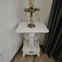 میز بار و سرو لوکس (سفید - دارای جای گیلاس و کشو)