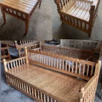 تخت‌سنتی‌کف‌پله‌چوبی‌رنگ‌پله‌صندلی‌میز‌تخت