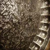 سینی مسی قدیمی قلمکاری