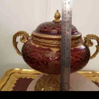 ظرف دکوری انتیک پایه دار تراشدار دوپوست پایه برنز|صنایع دستی و سایر لوازم تزئینی|تهران, پاسداران|دیوار