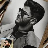 سفارش چهره سیاه قلم و مداد رنگ و آموزش