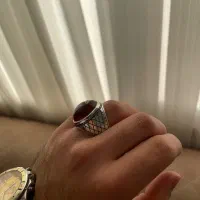 انگشتر عقیق جزع بایاقوری دست ساز نقره