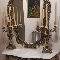 آیینه و شمعدان برنز