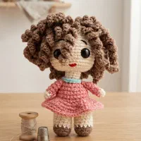 عروسک دستبافت دختر مو فر