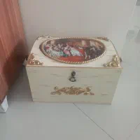 ست صندوق و سطل زباله و جا دستمالی چوبی