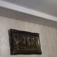 تابلو فرش زیبا جنگل و مه در حد نو