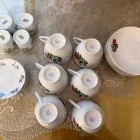 فنجان و نعلبکی گل سرخ قدیمی،سرویس چینی ۶ نفرخارجی