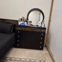 تخت ترکیه ای دو نفره با تشک و میز آرایش با پا،تختی