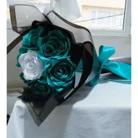 گل روبانی سبز ابی و سفید