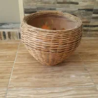 گلدان حصیری وسفالی سایز بزرگ