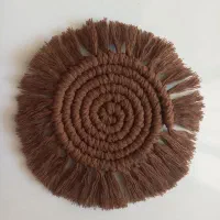 زیر لیوانی مکرومه گرد