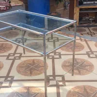 میز شیشه ای دو طبقه پایه استیل|بوفه، ویترین، کنسول|شیراز, شهرک والفجر|دیوار