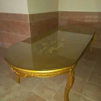 میز ناهارخوری بزرگ هشت نفره به همراه شیشه و صندلی