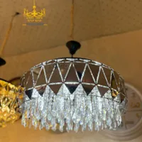 لوستر کریستال الماسی نقره‌ای 65 سانتی مدرن|لوستر و چراغ آویز|تهران, مبارک‌آباد بهشتی|دیوار