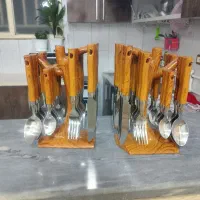 فروش دودستە قاشق وچنگال چوبی12نفرە 48 تیکە|ظروف سرو و پذیرایی|مریوان, |دیوار