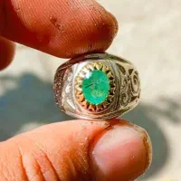انگشتر نقره زمرد کلمبیا معدنی