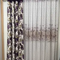 پرده سالم رنگ بنفش با والان