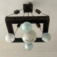 دو عدد لوستر چوبی و چراغ خواب هفت رنگ افشان|لوستر و چراغ آویز|تبریز, |دیوار