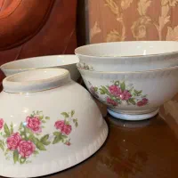 کاسه گل سرخی ۹ عدد چین کاملا سالم