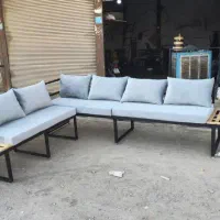 صندلی ال مبل باغی 7 نفره ویلایی و چتر سایبان