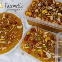 حلوا مسقطی زعفرانی چند مغز خونگی با کیفیت