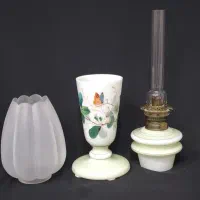 چراغ اوپالین گلدانی فرانسه اپالین قدیمی آنتیک لنتر